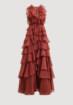 Aje Cleo Maxi Gown in Rust Red Size 6 for rent on The Volte - image 2