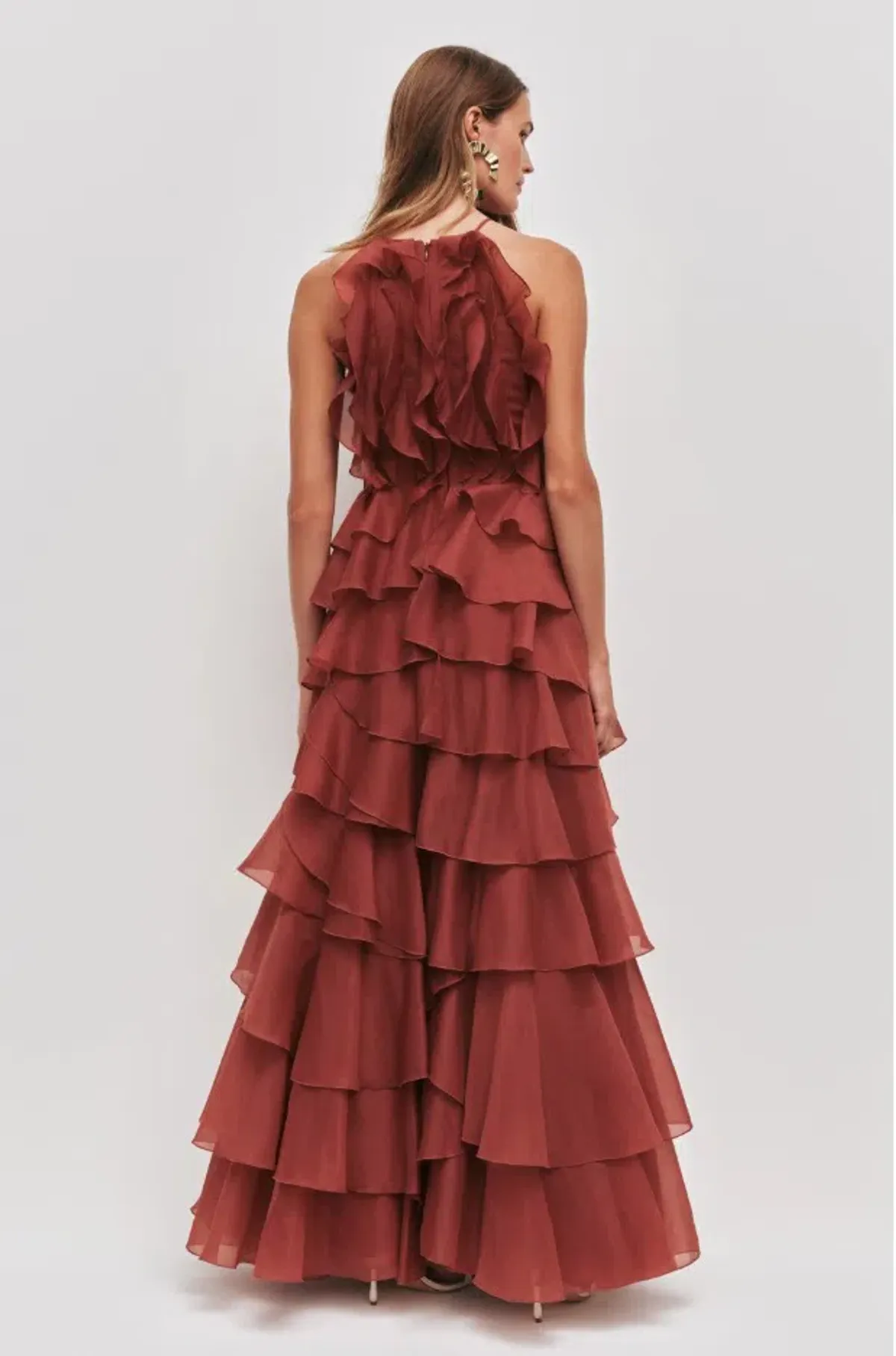 Aje Cleo Maxi Gown in Rust Red Size 6 - Image 4