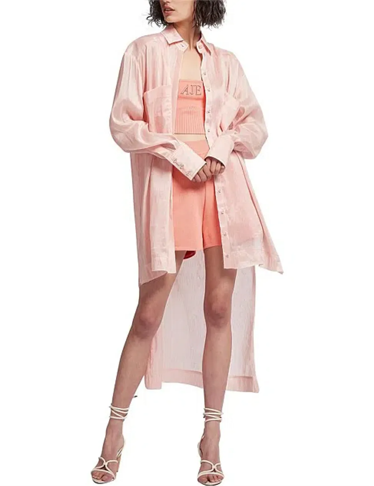 Semblance Apricot Long Sleeve Collared Shirt for rent on The Volte - main image