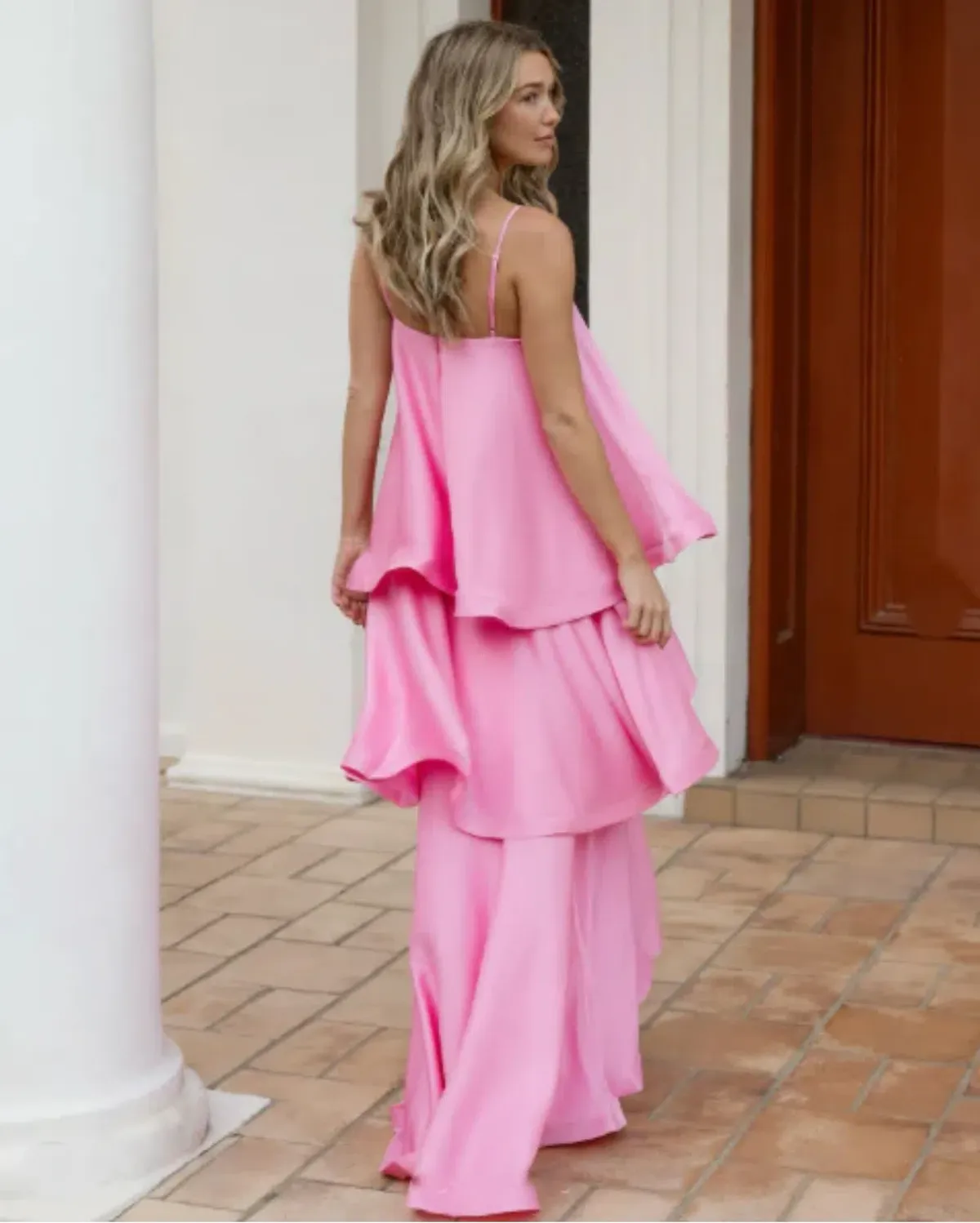 Elliatt Tilly Tiered Maxi Dress Pink Size 10 - Image 4