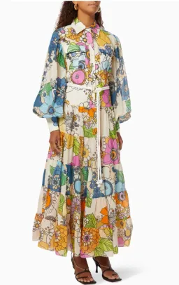 Alemais Farrah Tiered Shirt Dress in Floral Multi Size 8 for rent on The Volte - image 1