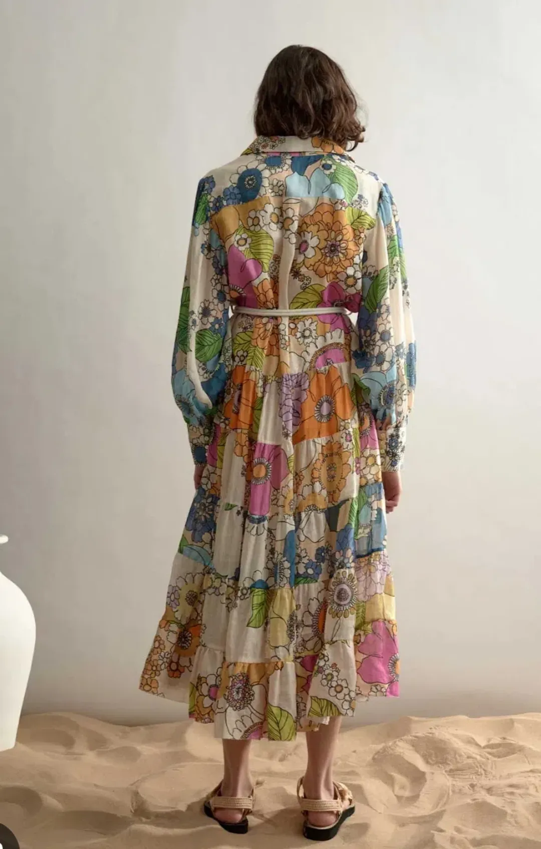 Alemais Farrah Tiered Shirt Dress in Floral Multi Size 8 for rent on The Volte - main image