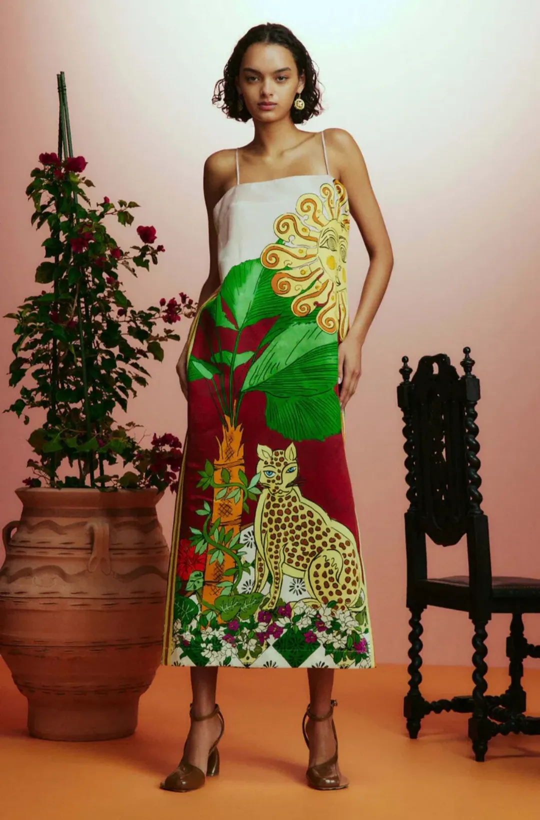 Alemais Tiger Slip Dress in Multi Print Size 12 for rent on The Volte - main image
