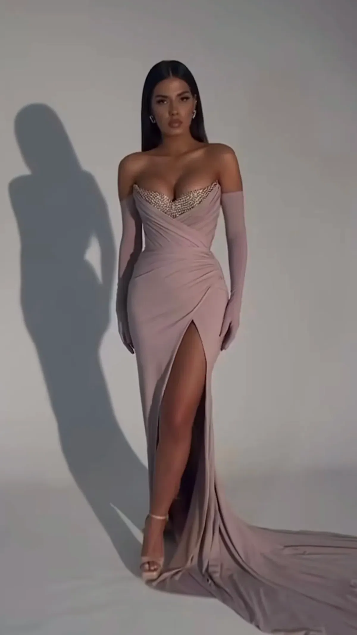Albina Dyla Long Dress with Gloves - Image 3