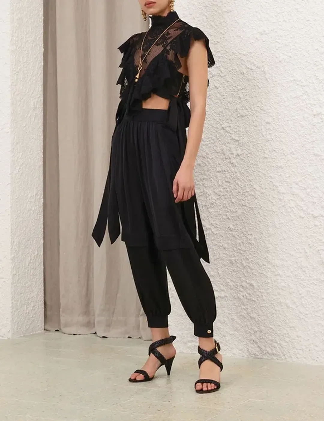 Zimmermann Hypnotic Lace Bodice in Black for rent on The Volte - main image