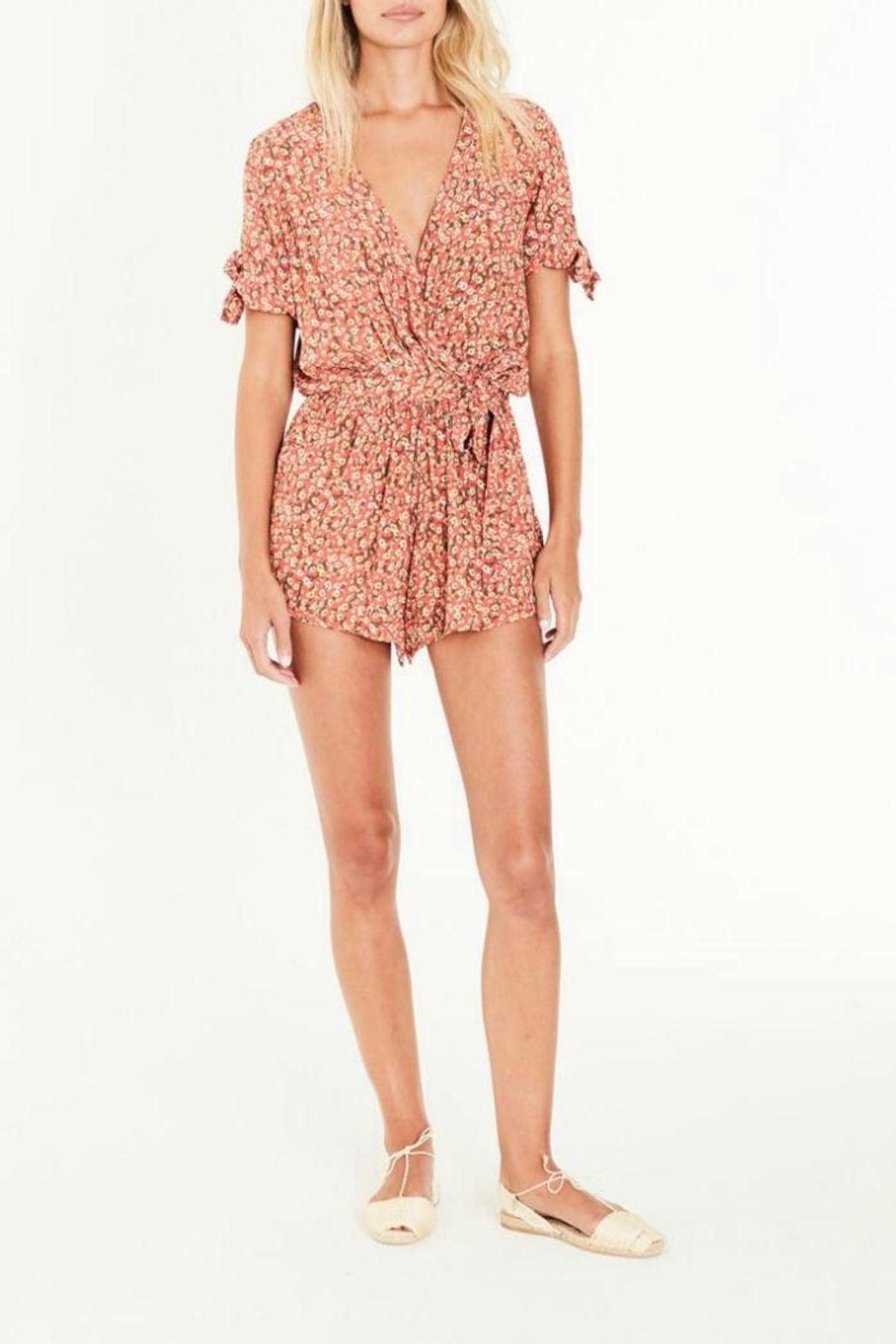 Faithfull The Brand Cusco Playsuit Orange Size 6 for rent on The Volte - main image