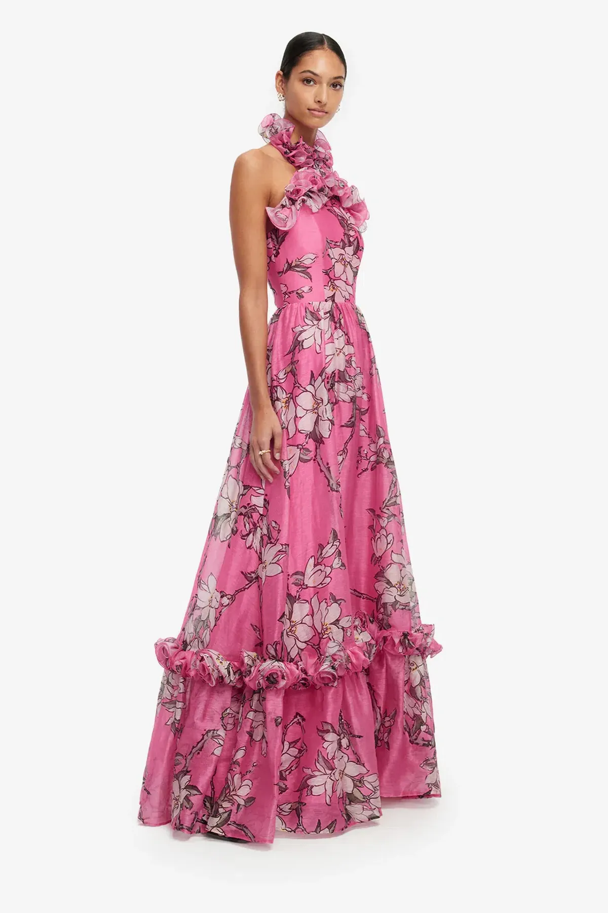 Leo Lin Isabelle Ruffled Halterneck Maxi Dress Size 10 - Image 2