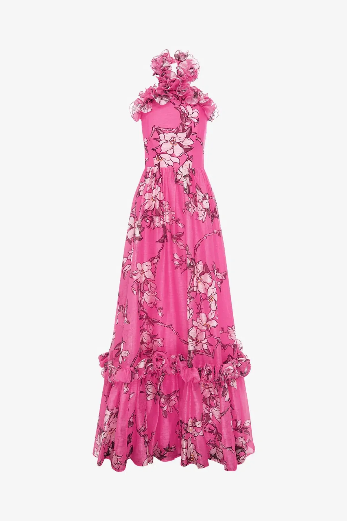 Leo Lin Isabelle Ruffled Halterneck Maxi Dress Size 12 - Image 4
