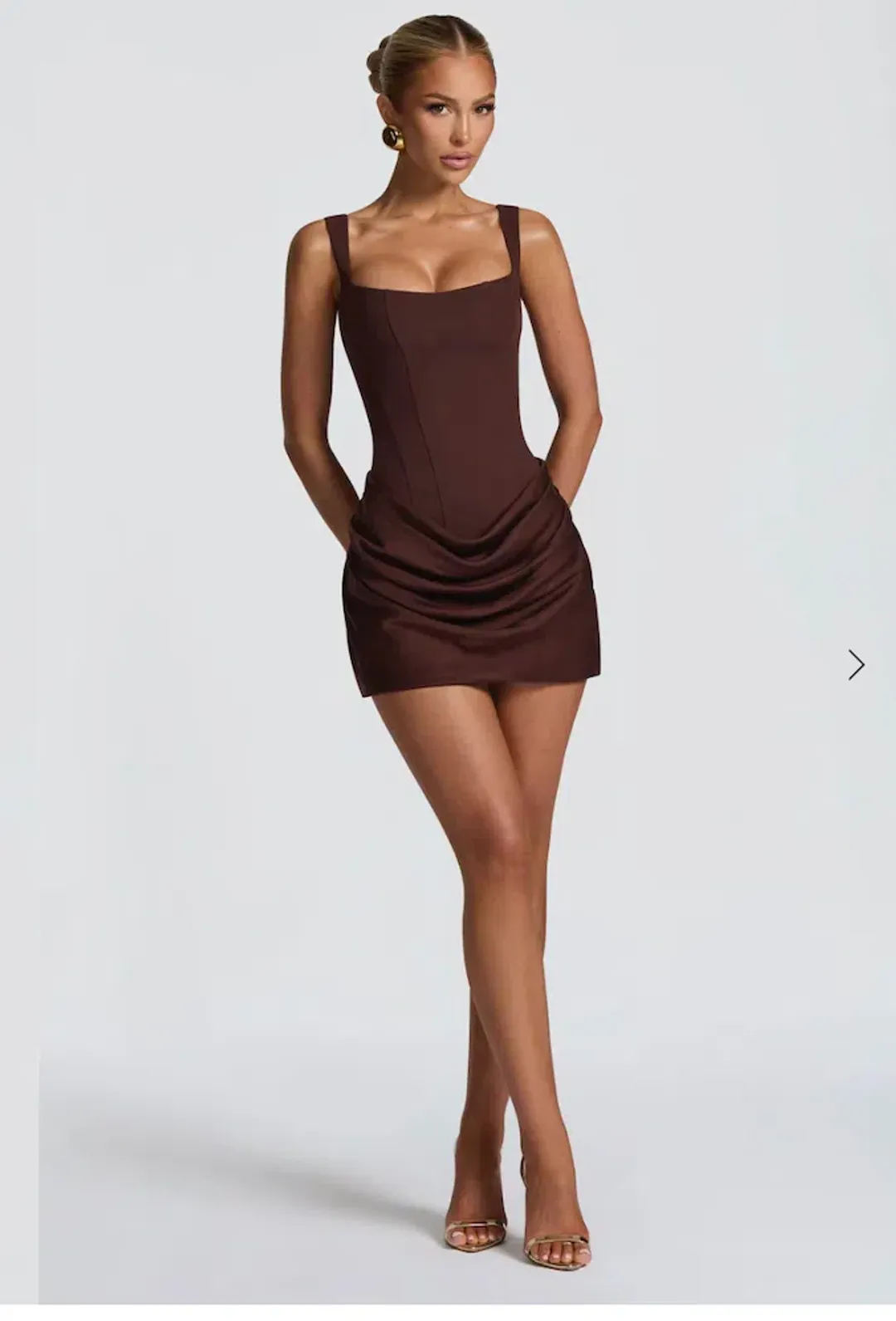 Cornelia Mini Dress - Plum Brown for rent on The Volte - main image