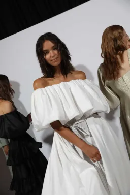 Prima Puff Midi Dress White for rent on The Volte - image 3