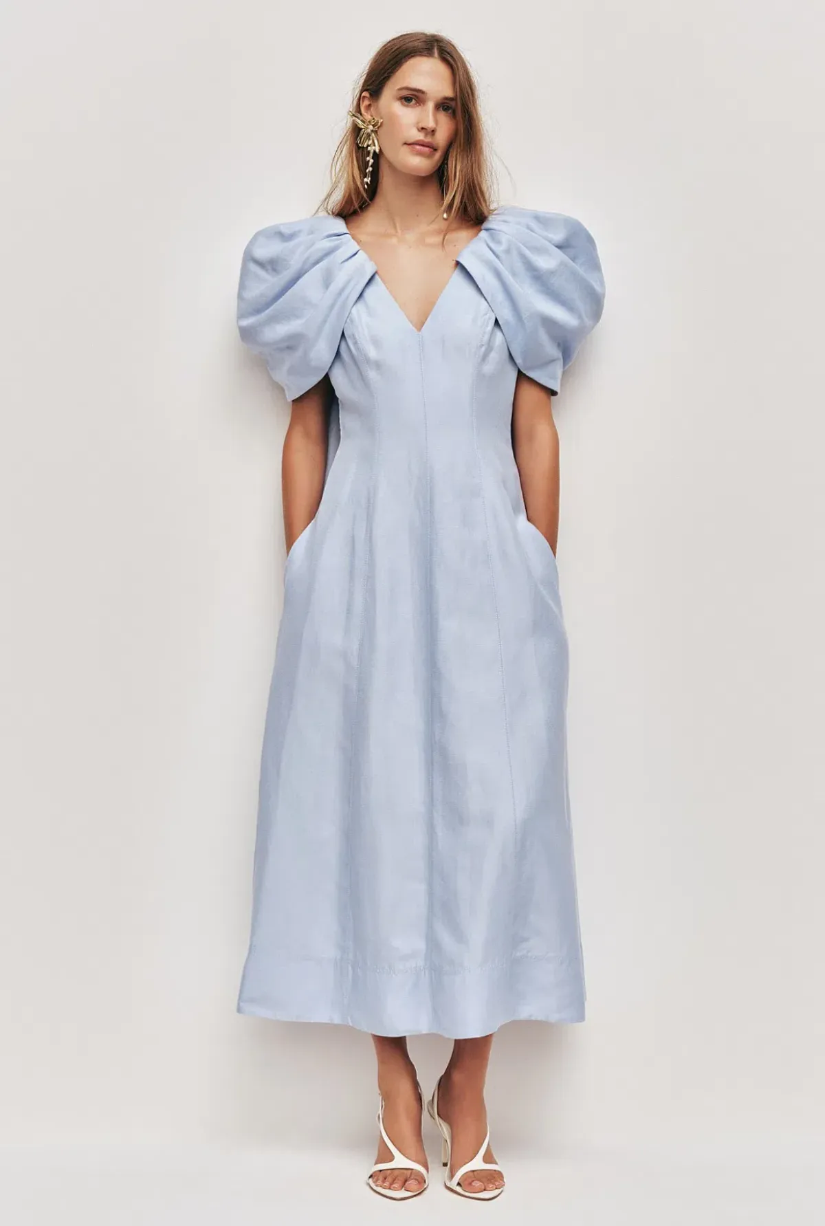 Aje Bisou Midi Dress in Pale Blue - Size 8 - Image 1