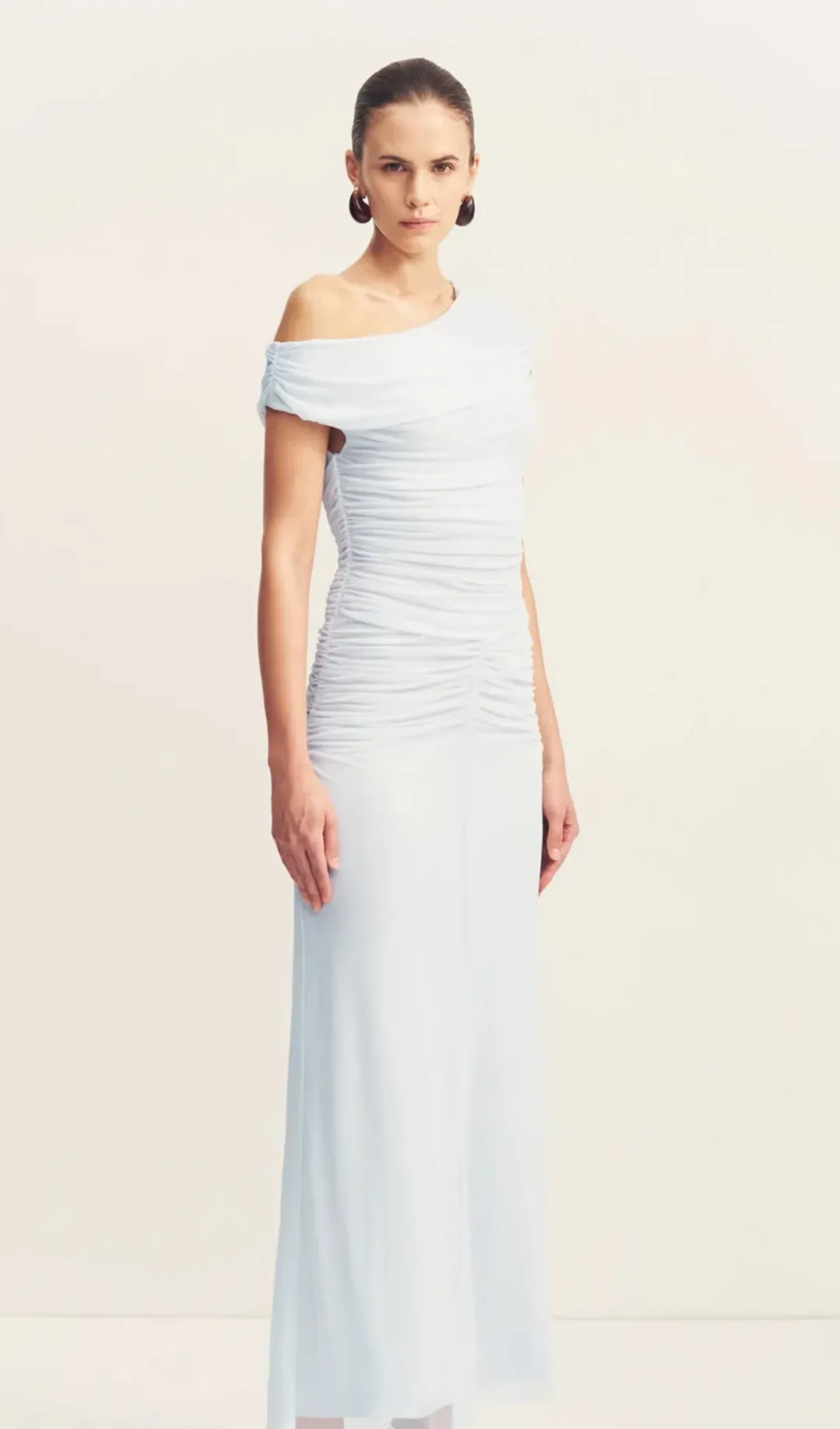 Shona Joy Mira Off Shoulder Maxi Dress in Sky - Size 8 for rent on The Volte - main image