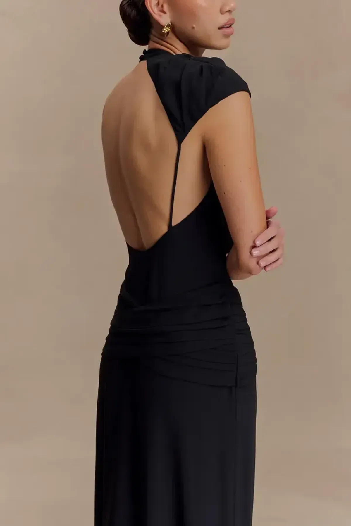 Meshki Analia Black Chiffon Maxi Dress - Image 1