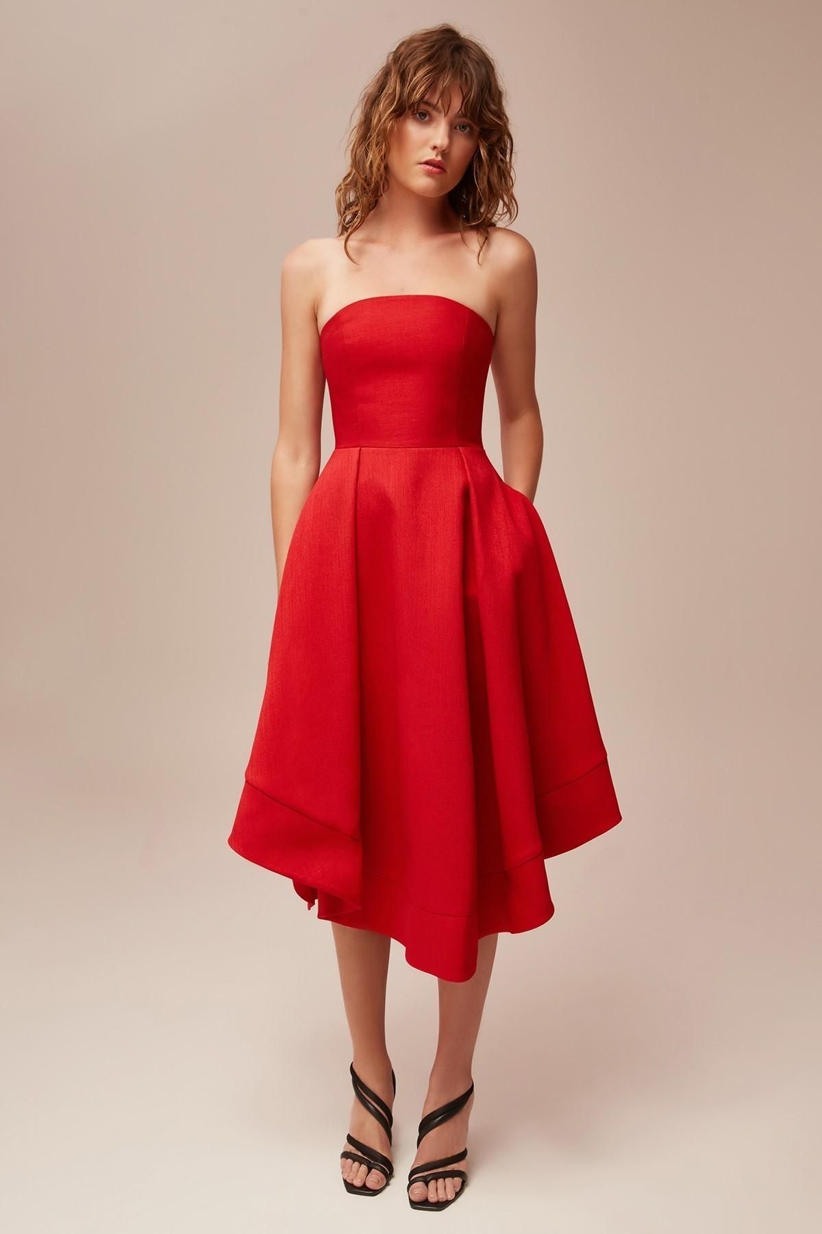 C/MEO Collective Making Waves Dress Red Size XXS for rent on The Volte - main image