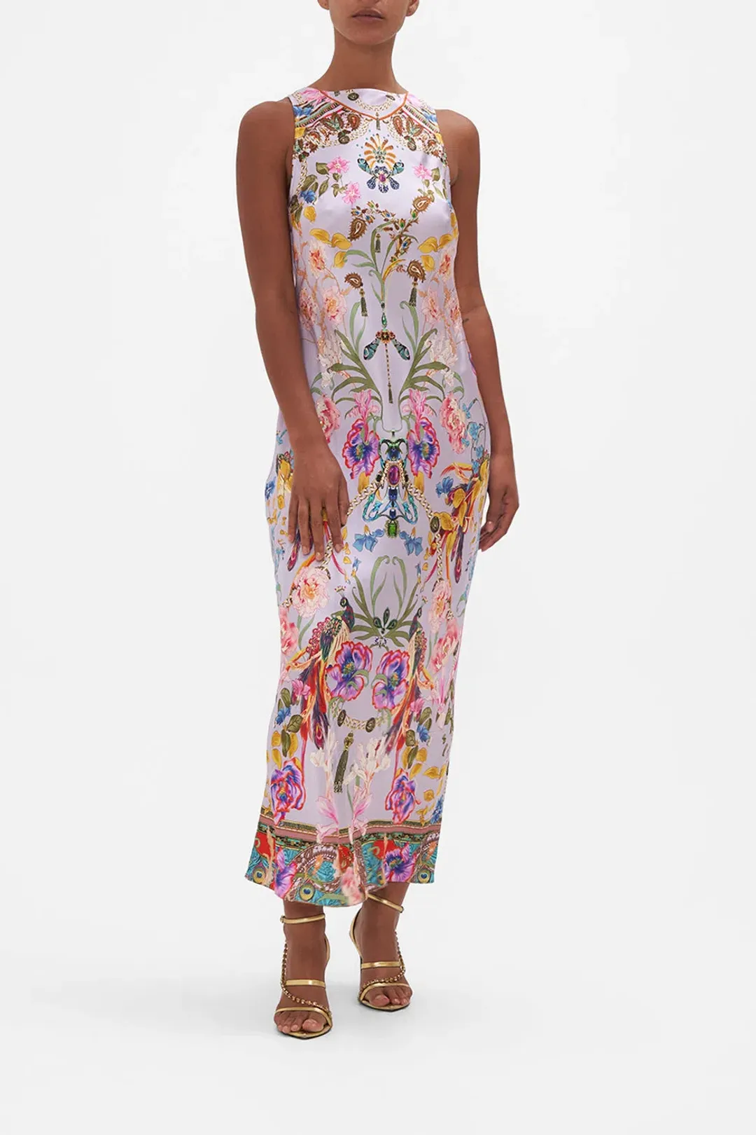 Natures Kaleidoscope Bias Slip With Draped Back for rent on The Volte - main image