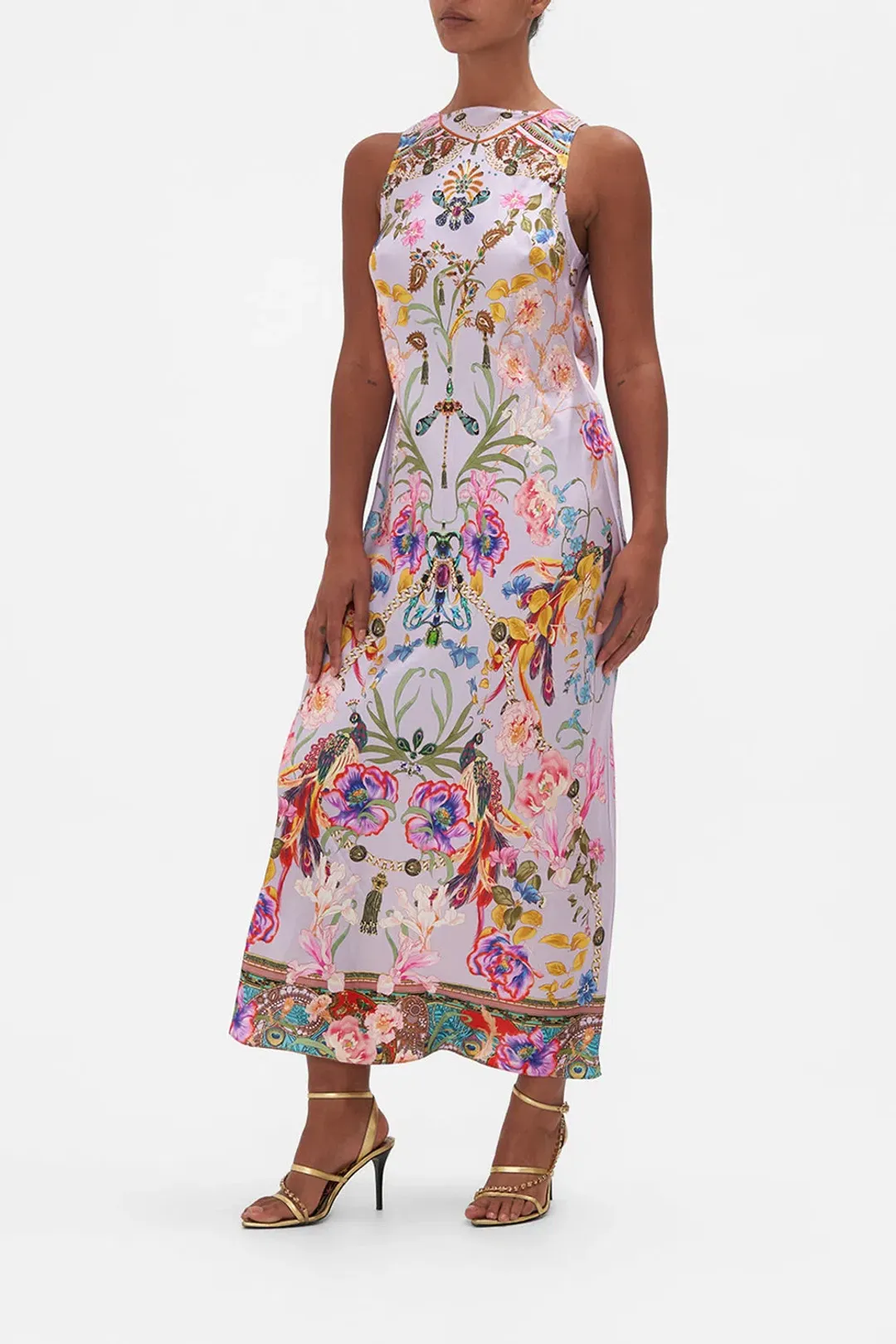 Natures Kaleidoscope Bias Slip With Draped Back for rent on The Volte - main image