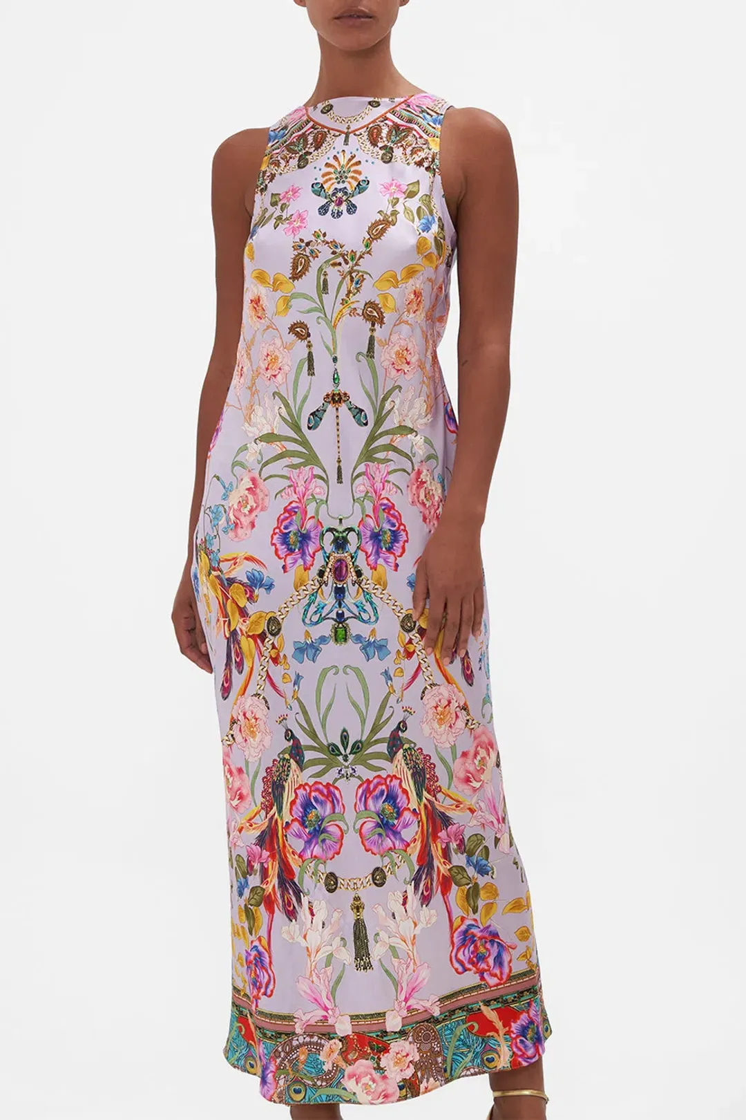 Natures Kaleidoscope Bias Slip With Draped Back for rent on The Volte - main image