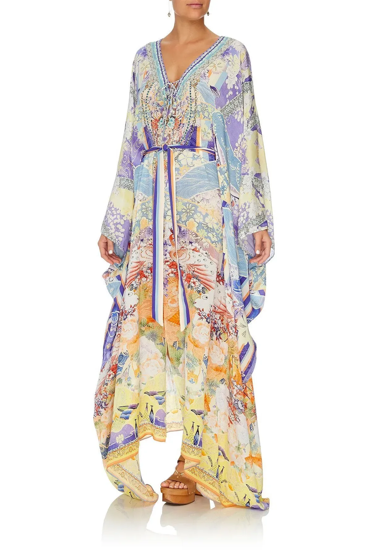 Girl In The Kimono Split Hem Lace Up Kaftan - Image 6