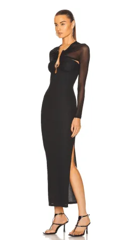 Polar Orbit Sheer Column Shawl Dress Black for rent on The Volte - image 3