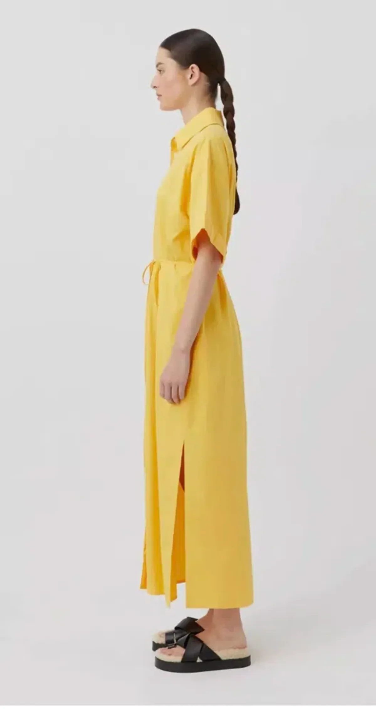 Wally Shirt Midi Dress Honey Yellow Gold - Image 1