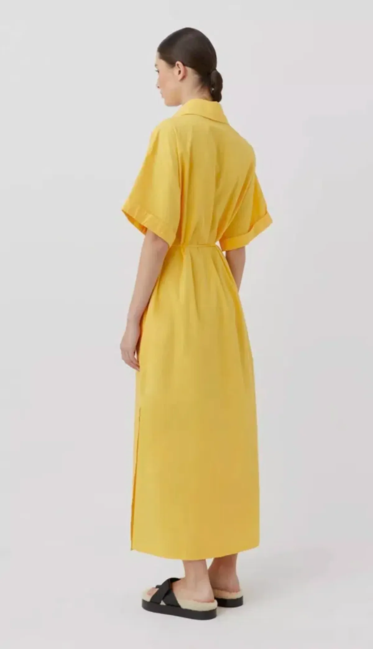Wally Shirt Midi Dress Honey Yellow Gold - Image 2