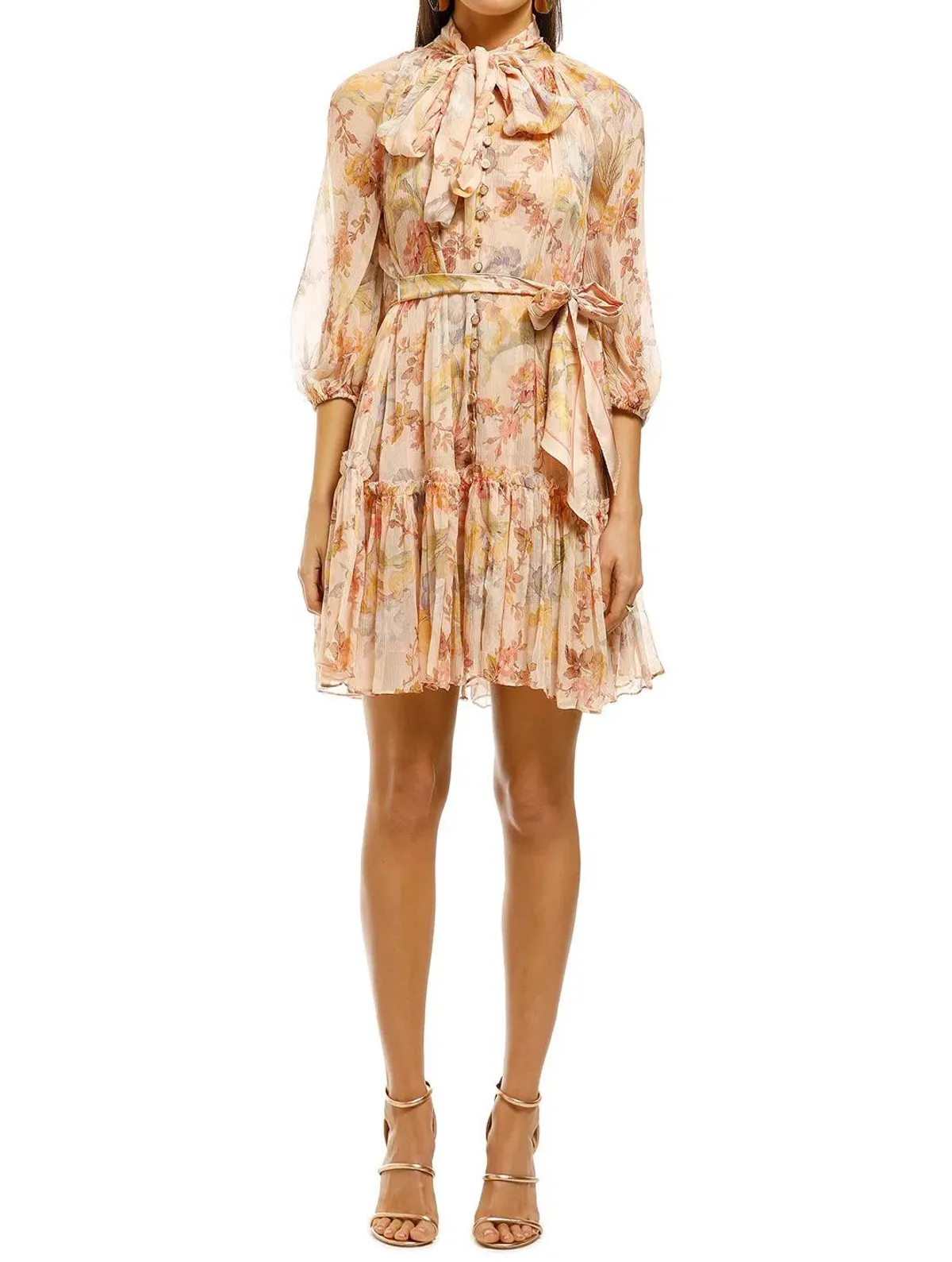 Zimmermann Espionage Neck Tie Mini Dress Iris Floral Size 6 - Image 1