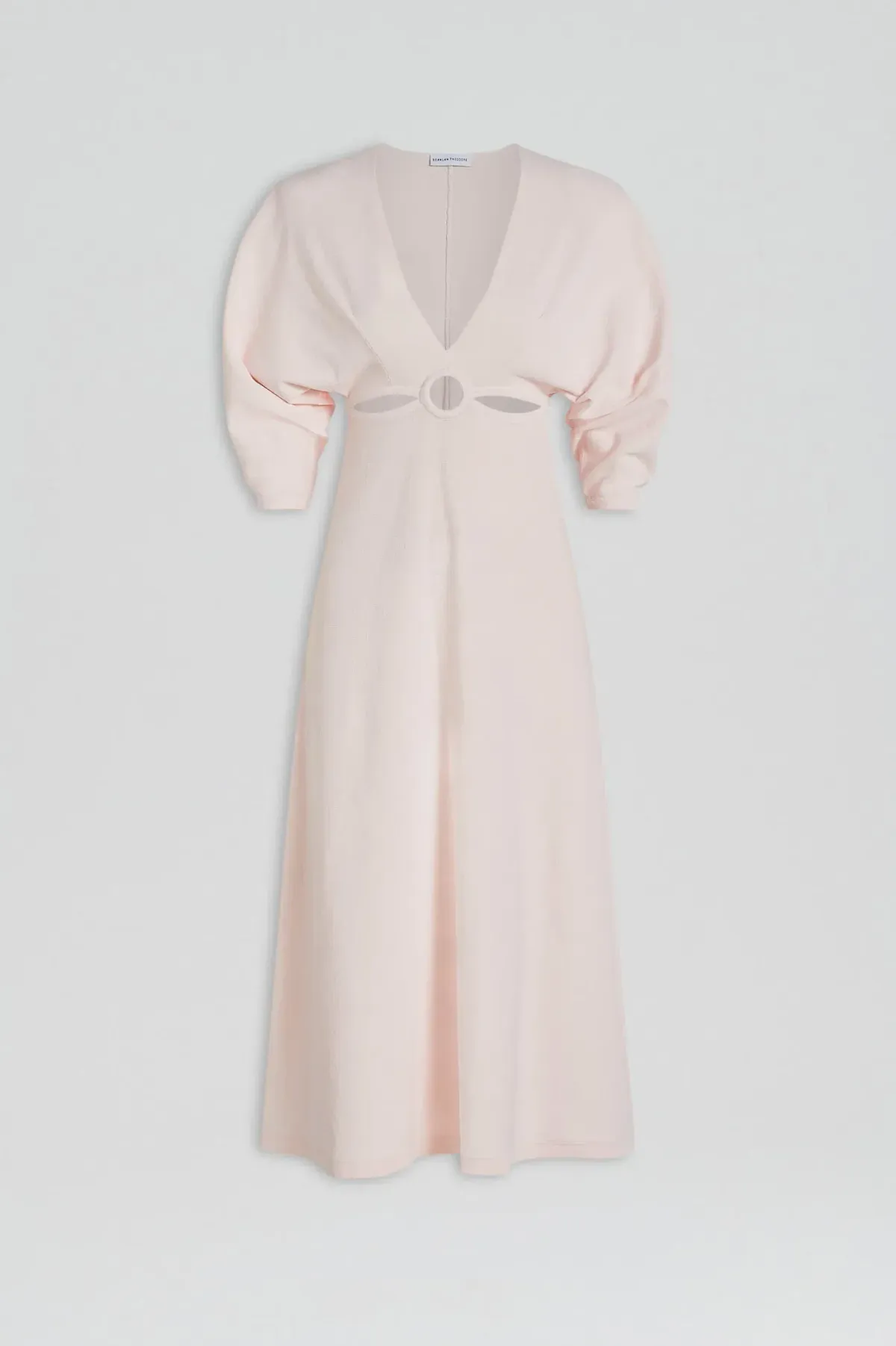 Baby Pink Crepe Knit Cut Out Cocoon Dress for rent on The Volte - main image