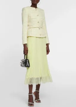 Self-Portrait Bouclé and chiffon midi dress for rent on The Volte - image 1
