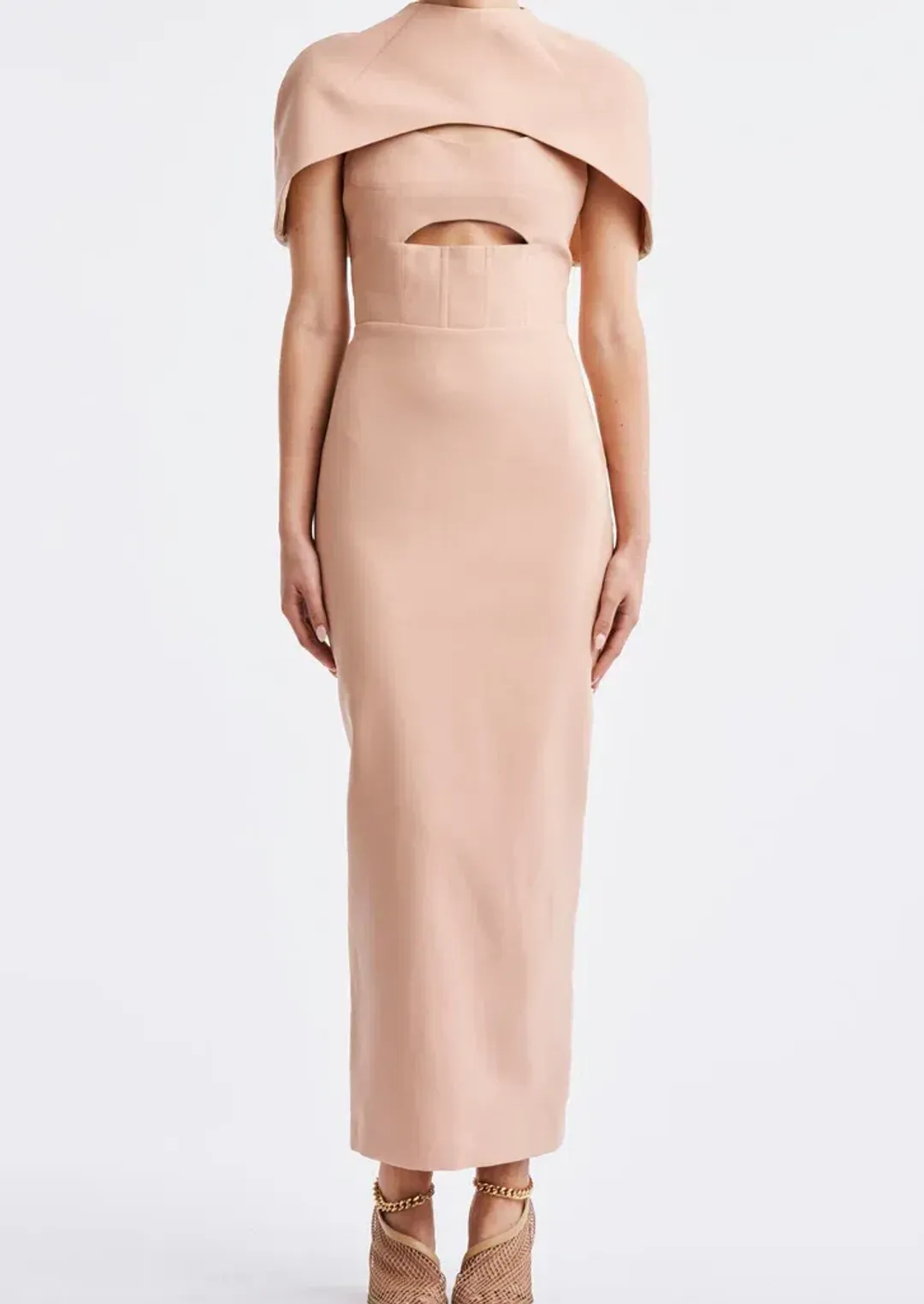 Mietta Dress Peach Beige for rent on The Volte - main image