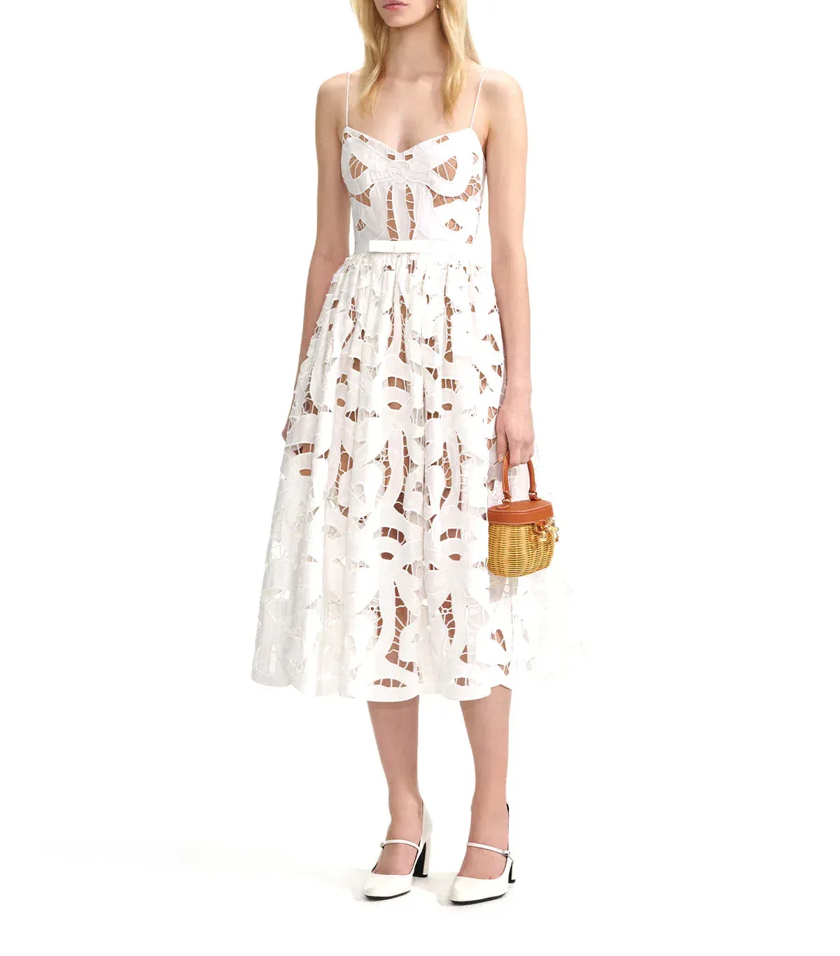 Self Portrait Bow Embroidered Midi Dress - Image 1