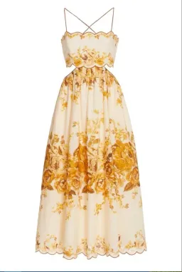 Zimmermann Aliane Scallop Midi Dress Amber Floral Size 8 for rent on The Volte - image 2