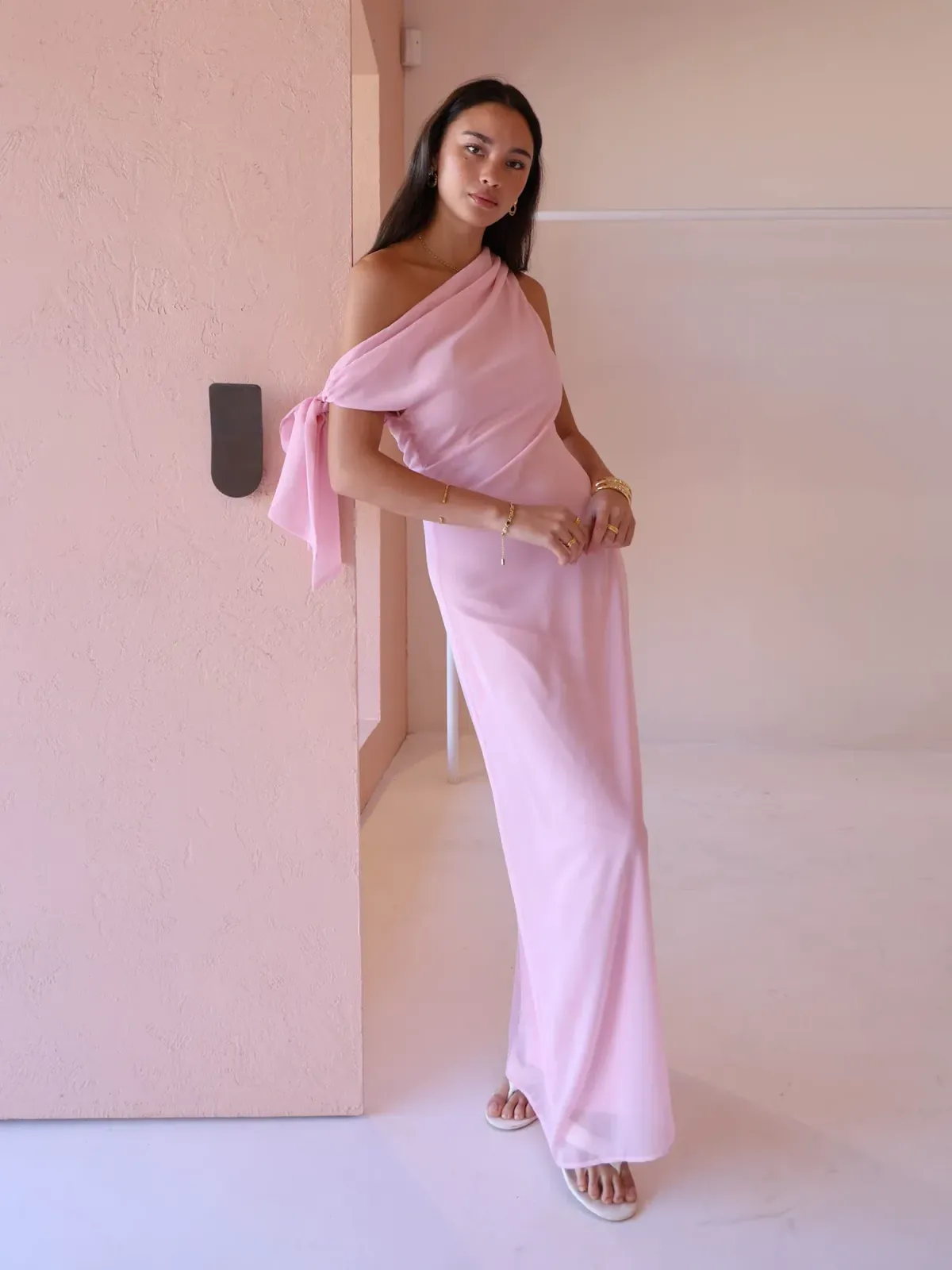 By Nicola Hayley Tie Dress In Powder Pink Size 8 - Image 1