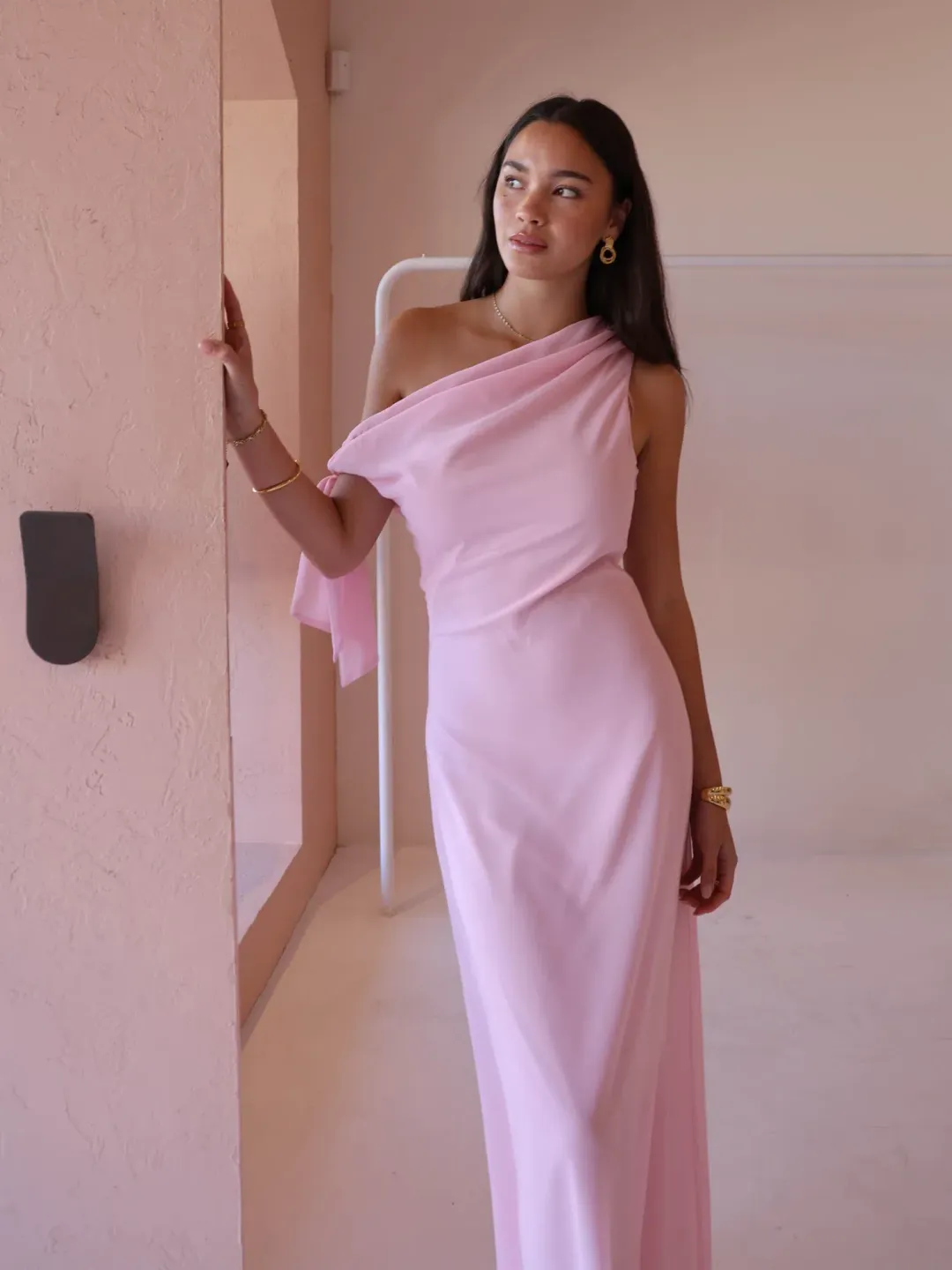 By Nicola Hayley Tie Dress In Powder Pink Size 8 for rent on The Volte - main image