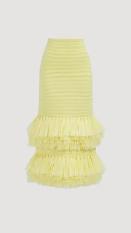AJE Agave Knit Top and Raffia Midi Skirt in Lemon Size S (8) for rent on The Volte - image 5