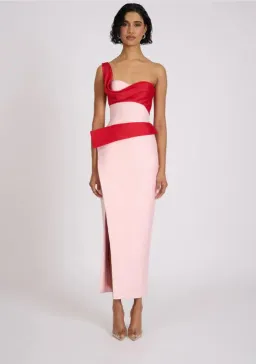 Eliya The Label Cartia Midi Dress Pink/Red Size 8 for rent on The Volte - image 1