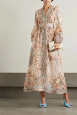 Zimmermann August Plunge Midi Dress in Sky Blue Size 2 / AU 12 for rent on The Volte - image 1
