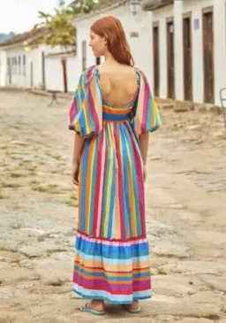 BNWT FARM RIO Maxi Dress Rainbow Stripe s L, 12-14 AU, 44-46 EU RRP $499AU for rent on The Volte - image 4