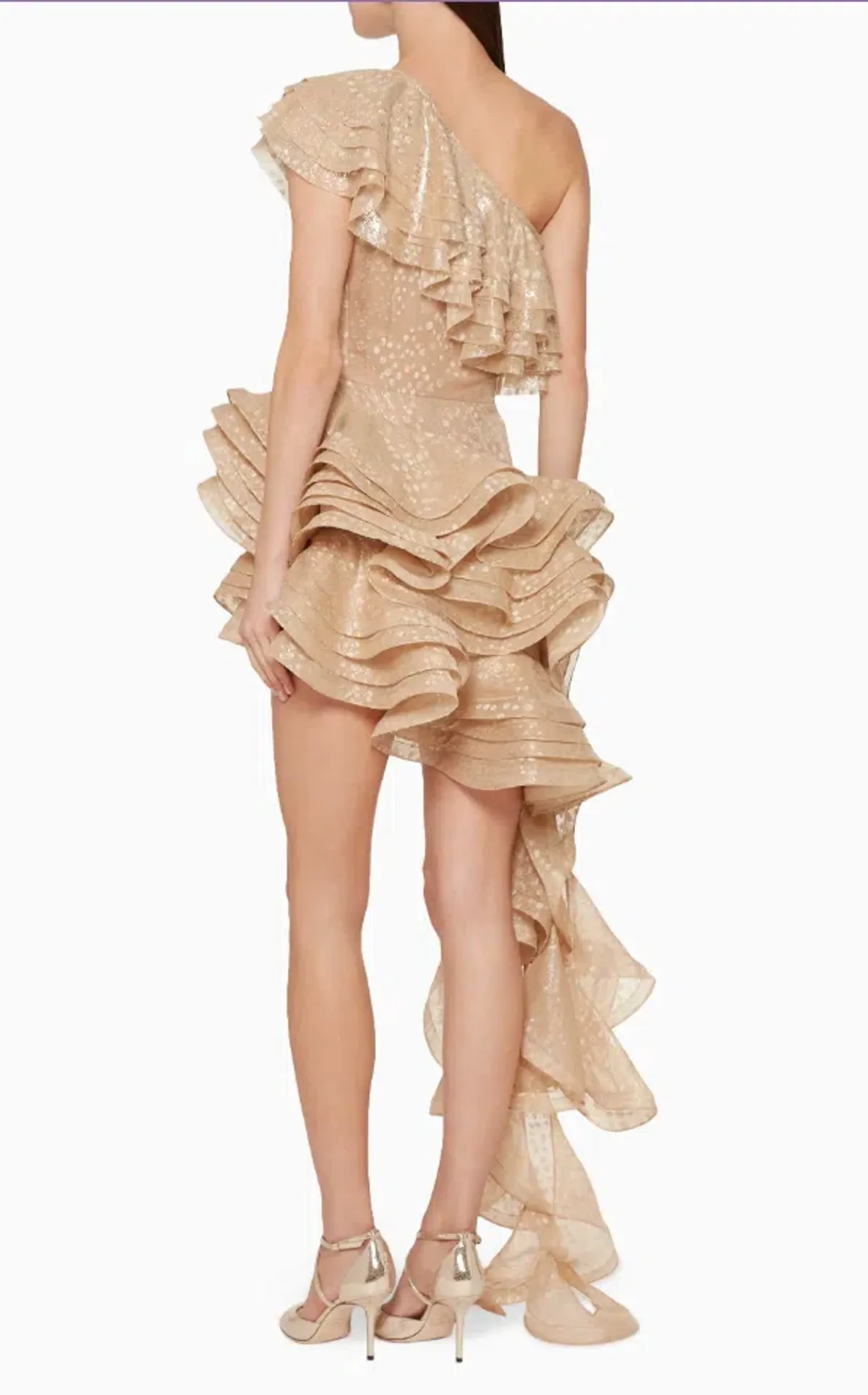 Bronx and Banco Harmonia Snake-Print Ruffled Gown size 10 - Image 3