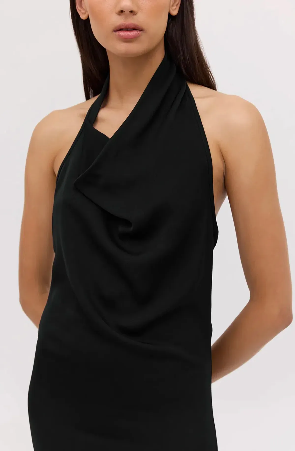 Bianca Spender Black Satin Sync Dress - Image 2