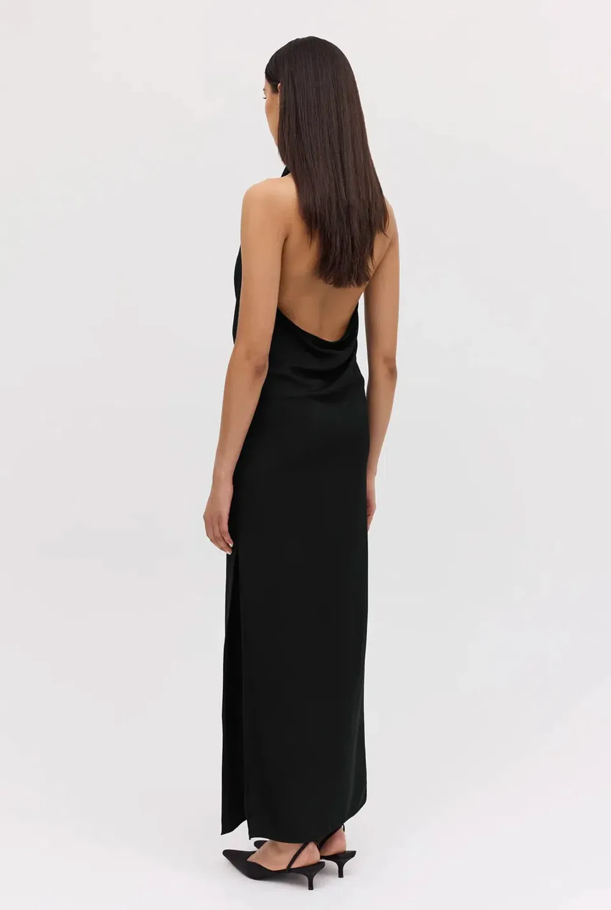 Bianca Spender Black Satin Sync Dress - Image 6