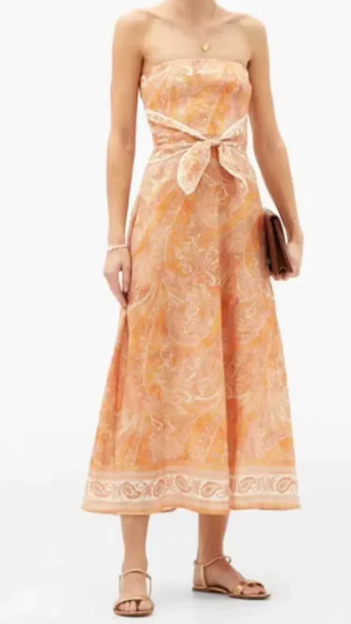 Zimmermann Brighton Tie-waist Paisley Midi Dress Orange - 12 - Image 4