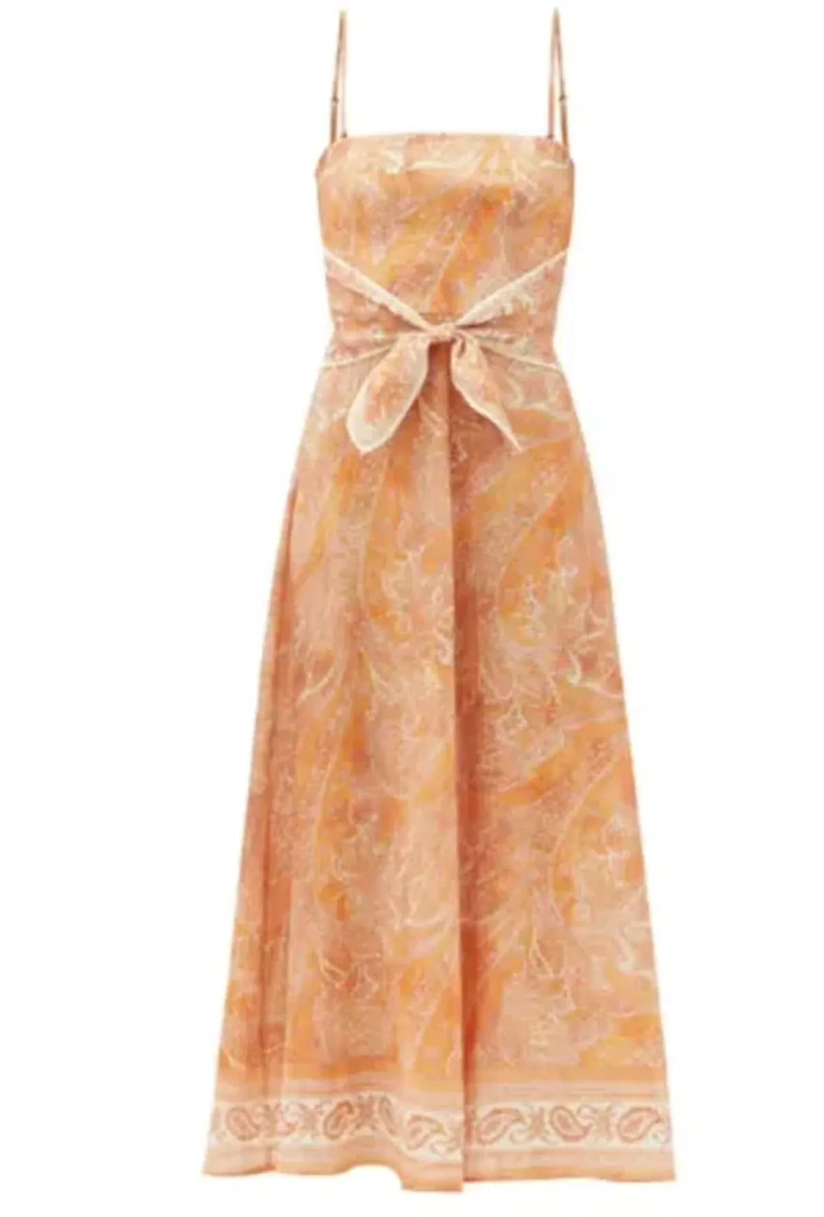 Zimmermann Brighton Tie-waist Paisley Midi Dress Orange - 12 - Image 2