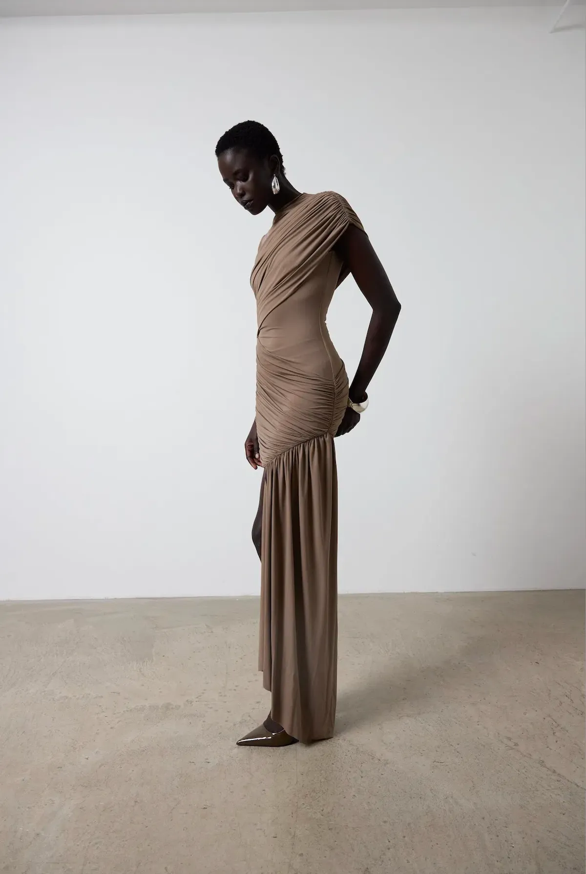 De La Vali Ravenna Mini Dress in Taupe Size AU 6 - Image 4