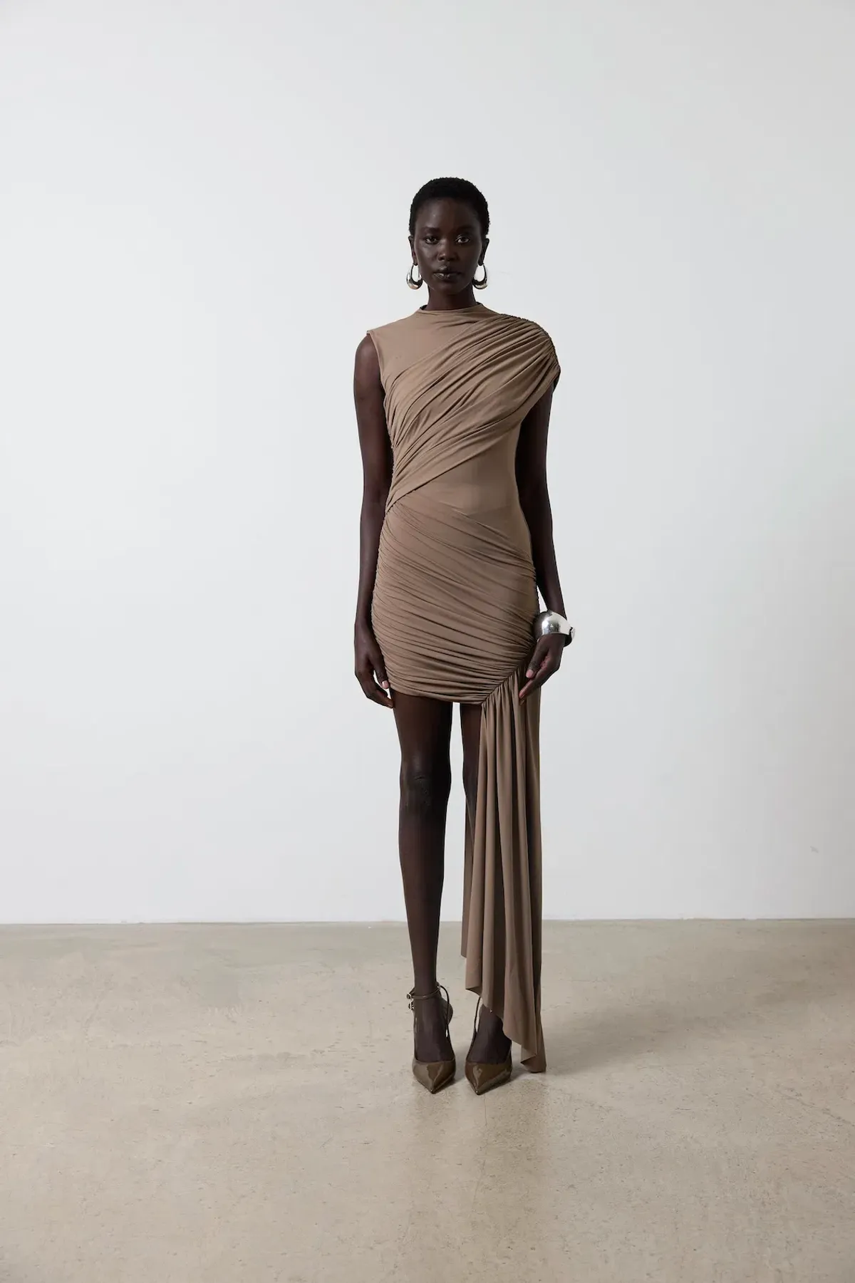 De La Vali Ravenna Mini Dress in Taupe Size AU 8 - Image 2