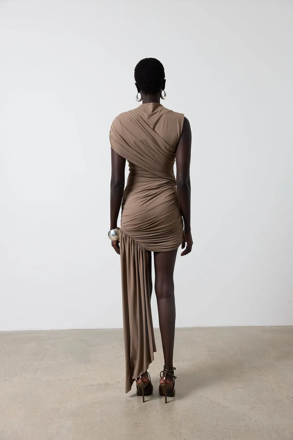 De La Vali Ravenna Mini Dress in Taupe Size AU 8 - Image 3