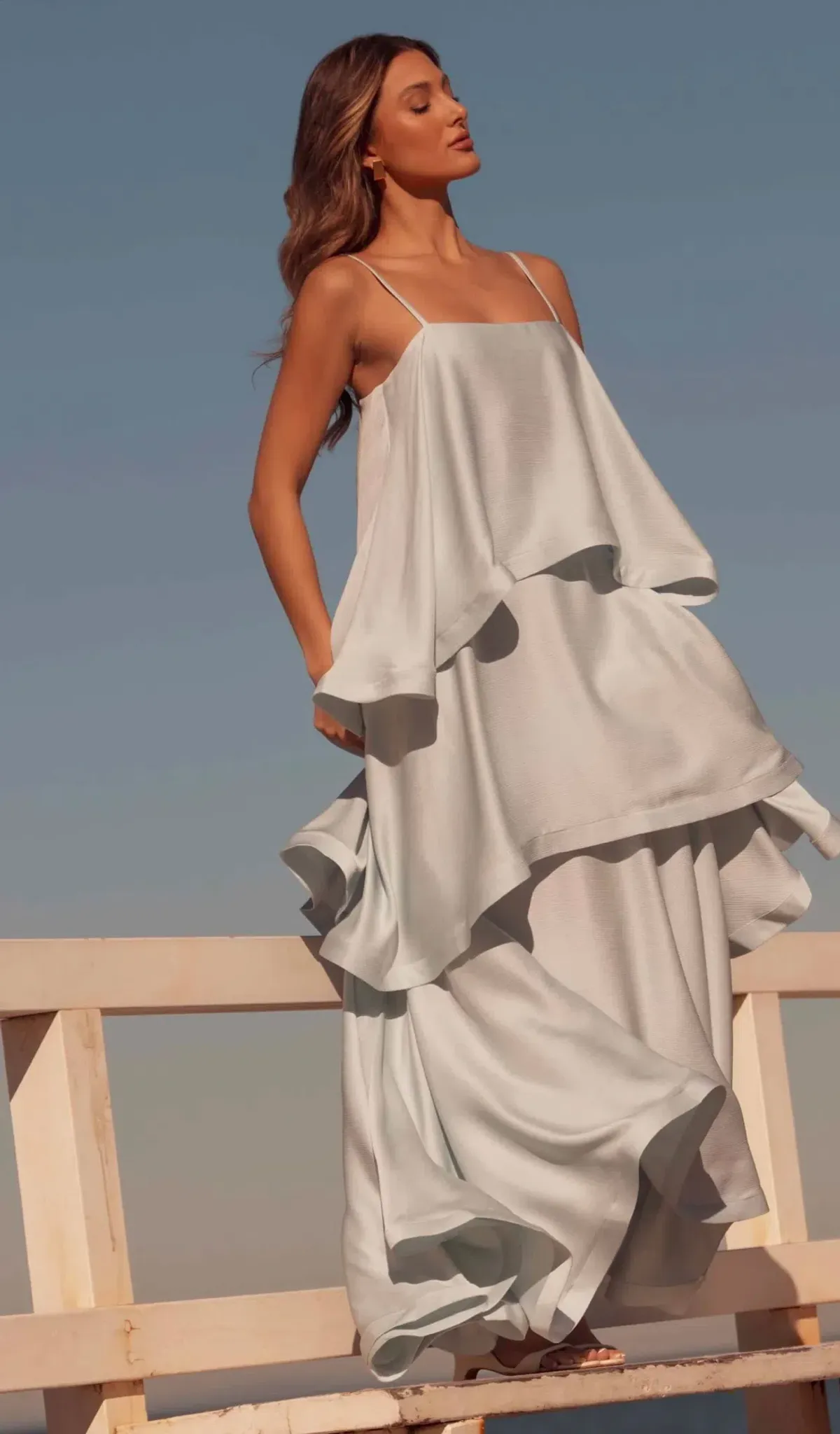 Elliatt Tilly Tiered Maxi Dress in Blue Sz M/10-12 - Image 2