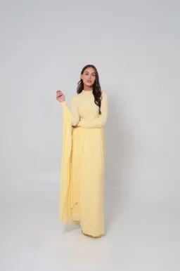 Alaía Muse Azalea Cape Dress in Yellow Size S / AU 8 for rent on The Volte - image 4