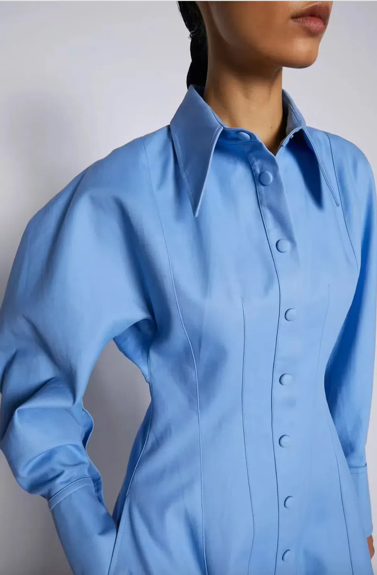 Blue Double Cotton Dress - Image 3
