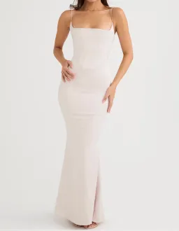 House of CB Olivette Crystal Satin Corset Maxi Dress Pink for rent on The Volte - image 1