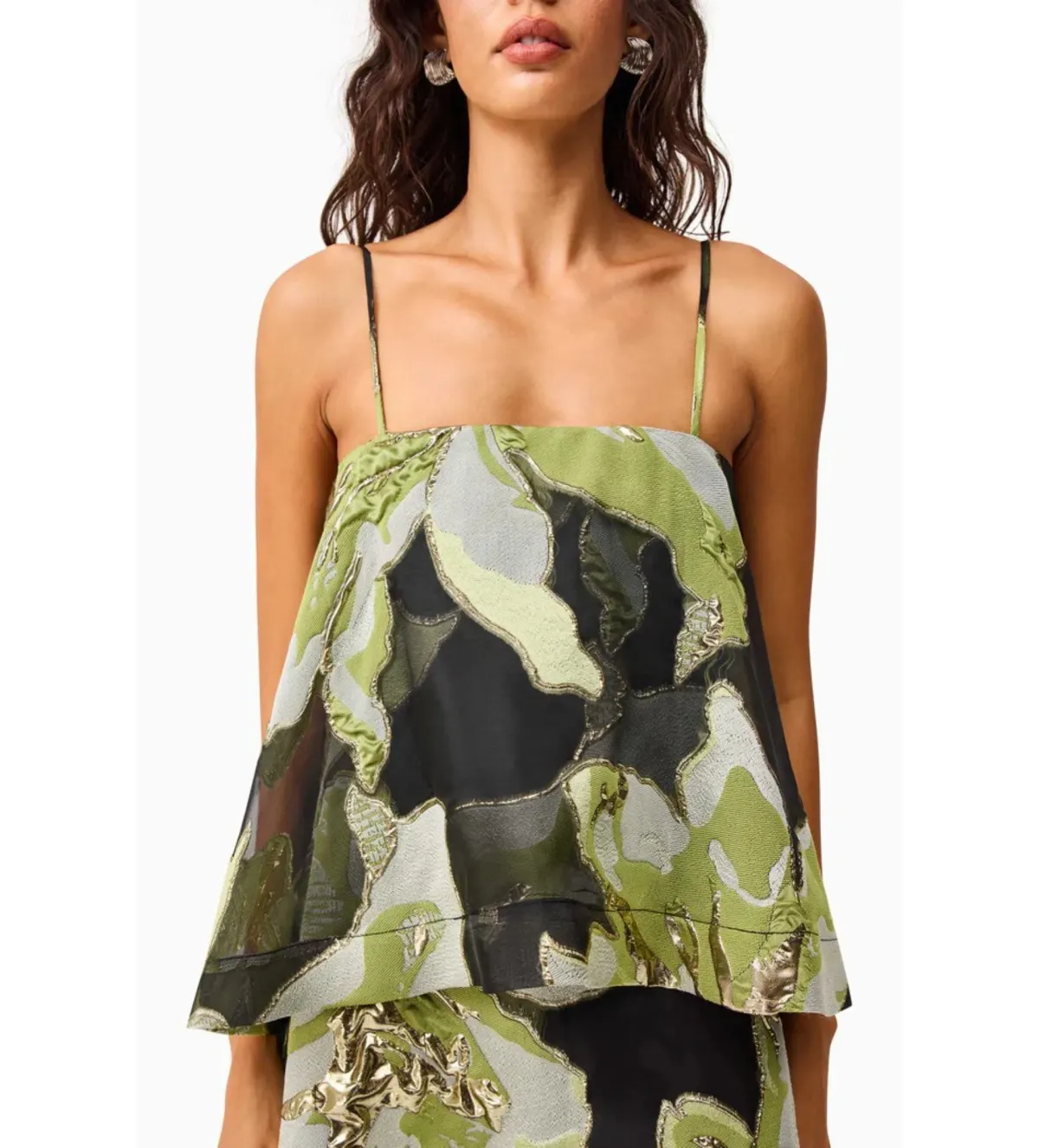 Elliatt Elysia Tiered Gown Black and Green Floral Size L AU 12 - Image 5